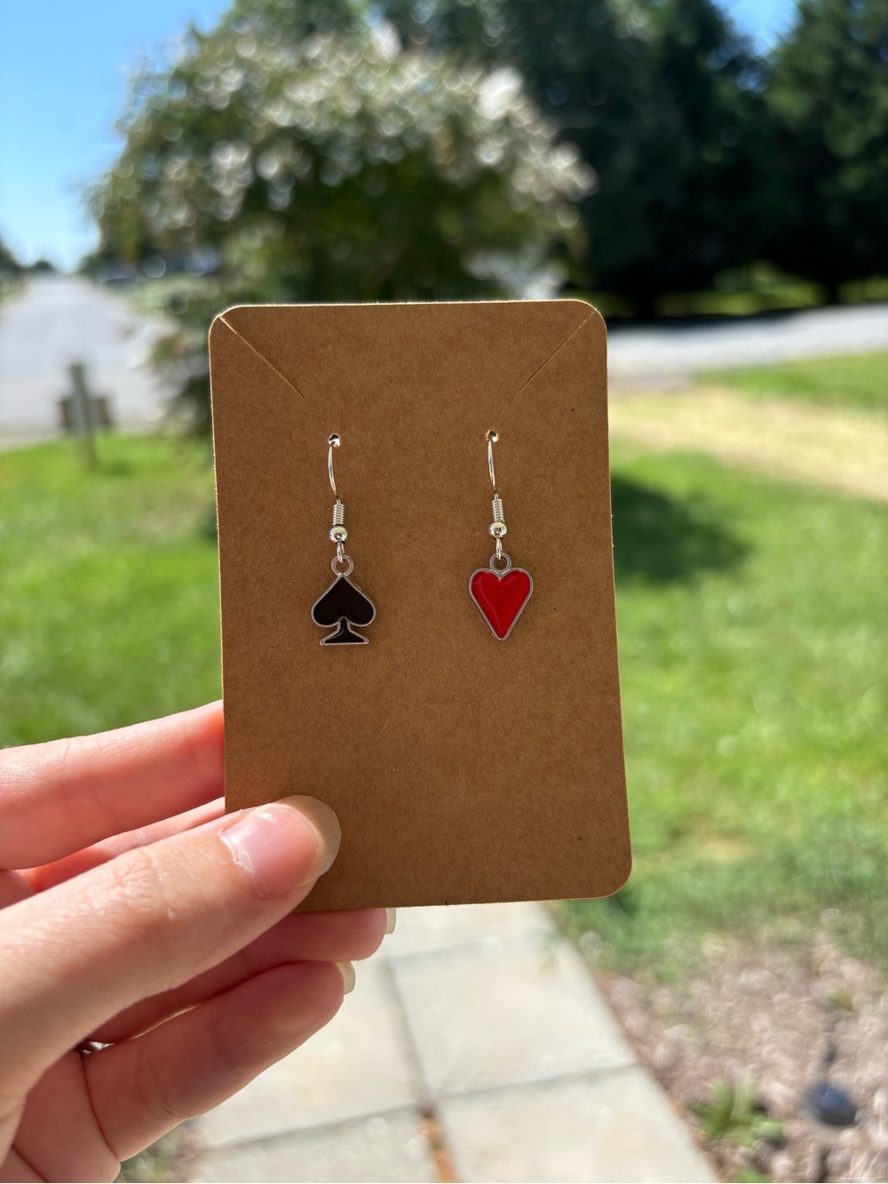 Spade/Heart Silver Earrings